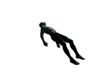 Man Floating on Transparent Background, Feeling Weightless and Free