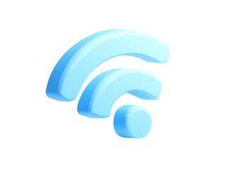  Flat Minimal Wi-Fi Icon in Gradient Blue with Long Drop Shadow, Isometric View Transparent Background.