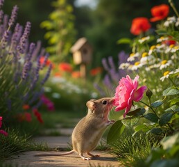 little mouse in a garden