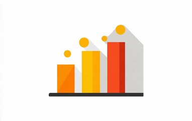 Growth chart showcasing data representation with colorful bars and circles illustrating upward trends in statistics and analytics visuals