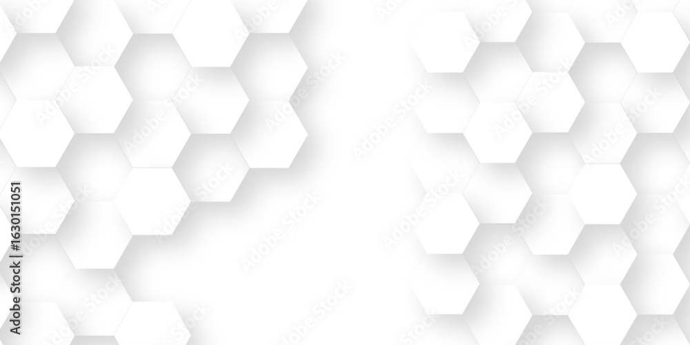 Poster minimal abstract white hexagonal background. luxury white pattern. futuristic grid honeycomb mosaic 
