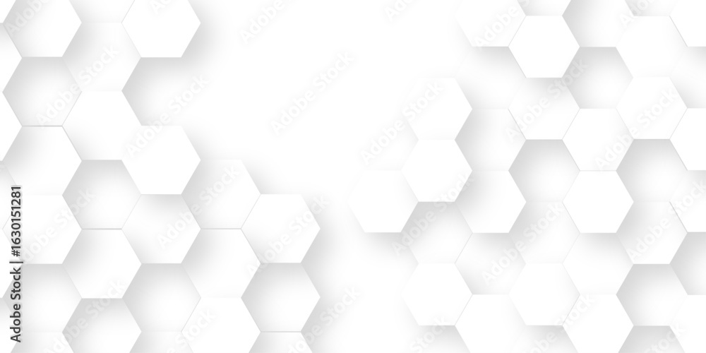 Poster minimal abstract white hexagonal background. luxury white pattern. futuristic grid honeycomb mosaic 