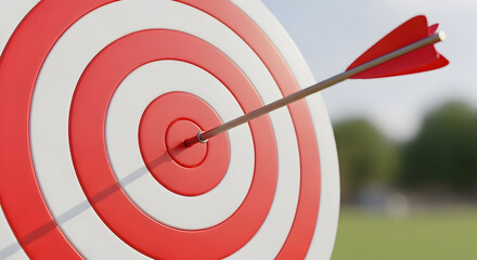 Red and white target with arrow hitting the center