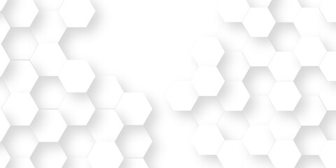 Minimal abstract White Hexagonal Background. Luxury White Pattern. Futuristic grid honeycomb mosaic white background. geometric mesh cell texture. modern futuristic wallpaper.	