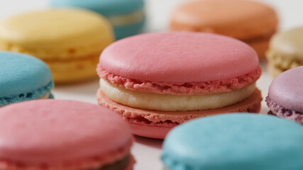 Fototapeta premium Colorful Macarons with Cream Filling