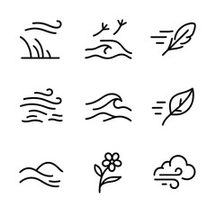 Obraz premium Whirlwind Icon Set. Outline icon set of whirlwind motion symbols: spinning arrows, curved lines, speed marks, whirlpool, vortex,