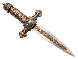 Ornate medieval dagger isolated -  on  white background