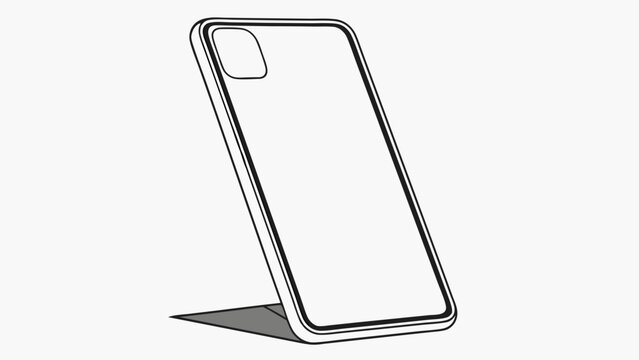 Outline of a Modern Smartphone with a Stand Angled View.