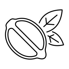 Half slice lime line icon showcases a simple yet effective design ideal for beverage and food applications