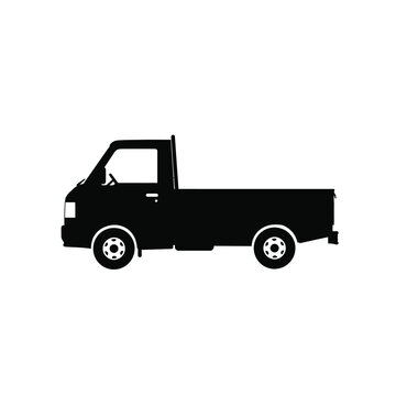 A black kei truck, also known as a microtruck, is a type of small, lightweight truck commonly used in japan, isolated on white background