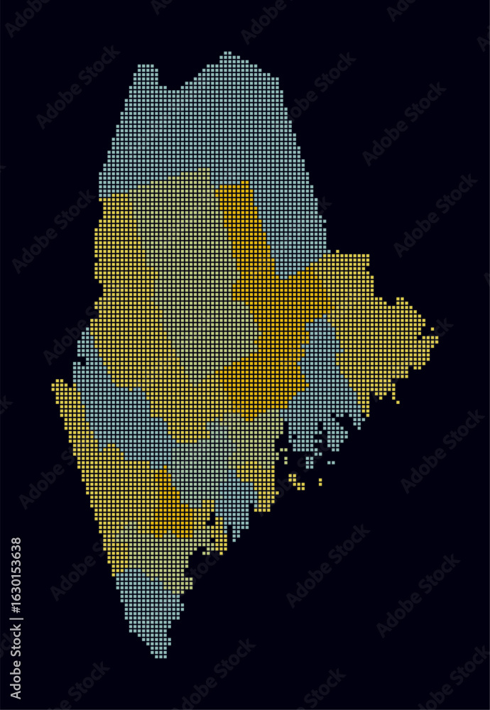 Aufkleber maine dotted map. digital style map of the state on dark background. maine shape with square dots. c