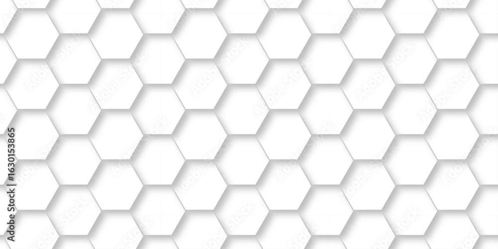 Poster minimal abstract white hexagonal background. luxury white pattern. futuristic grid honeycomb mosaic 