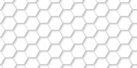 Minimal abstract White Hexagonal Background. Luxury White Pattern. Futuristic grid honeycomb mosaic white background. seamless geometric mesh cell texture. modern futuristic wallpaper.	
