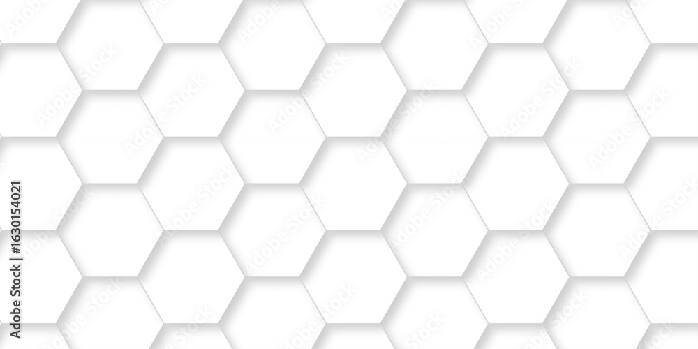 Poster white abstract grid hexagonal background. luxury white pattern. futuristic abstract honeycomb mosaic