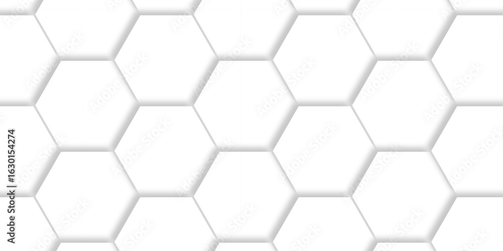 Poster white abstract grid hexagonal background. luxury white pattern. futuristic abstract honeycomb mosaic