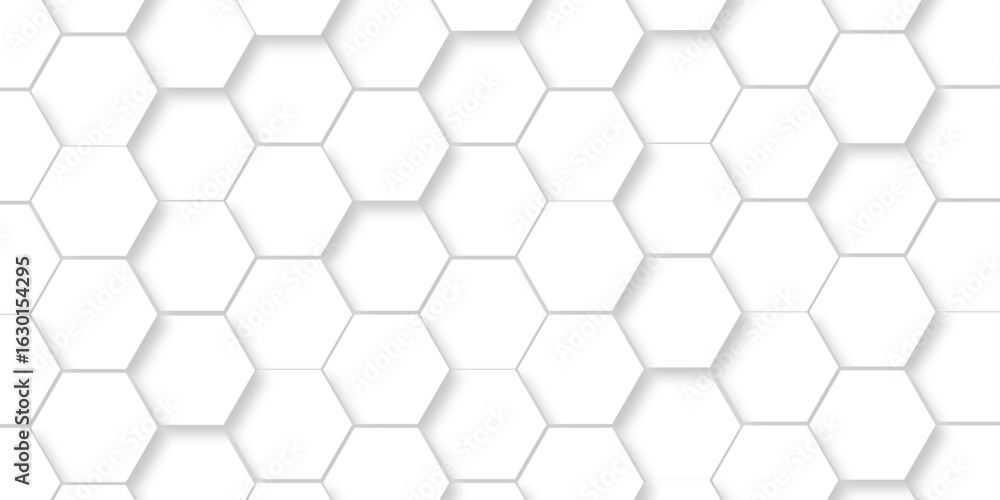 Poster white abstract grid hexagonal background. luxury white pattern. futuristic abstract honeycomb mosaic