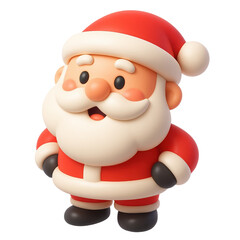 Obraz premium 3D adorable cartoon santa claus character wearing a red suit and hat with a cheerful expression, symbolizing festive joy and holiday spirit in a playful design