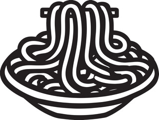 Flat line art of delicious japchae meal