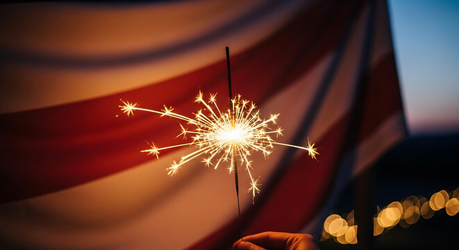Illuminating independence: A patriotic sparkler celebration under the twilight sky with an