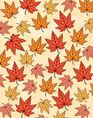 Autumn Maple Leaves Pattern with Colorful Fall Foliage