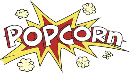 Pop Corn Comic Book Style Word Art with Exploding Effect.