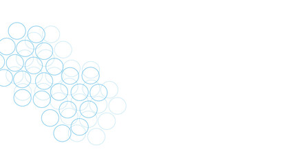 Abstract white background with bright blue circle vector. Simple circle lines overlay texture. Clean minimal style. Connected geometric lines graphic template with space for your text