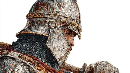 Detailed Mosaic Representation of Historical Knight in Armor