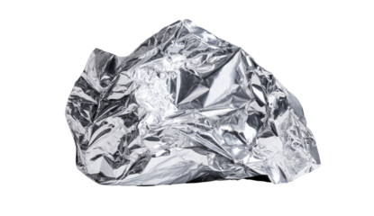 Crumpled sheet of shiny, metallic foil