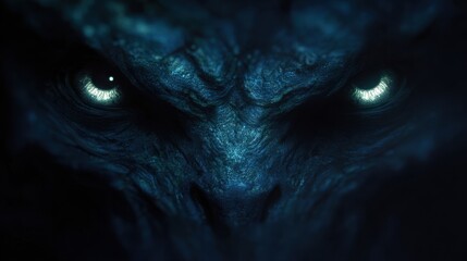 Mysterious Creature with Glowing Eyes in Dark Atmosphere