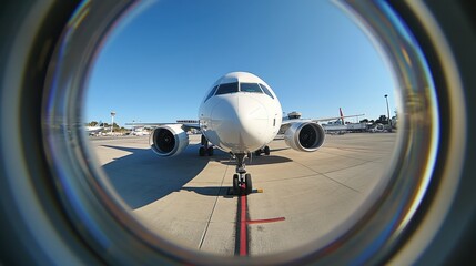 Stunning Airplane Shot Through Fisheye Lens in High-Resolution
