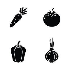 stylish elegant modern detailed professional high quality Simple Black and White Food Icons . flat vector 
