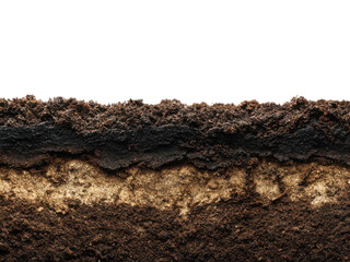 Earth layers brown black beige organic ground soil dirt, Isolated, Png Transparent Background