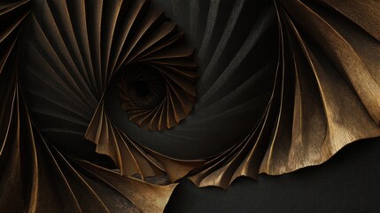Elegant Spiral Design with Textured Layers of Brown and Gold Paper