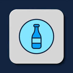 Filled outline Bottle icon isolated on blue background. Vector
