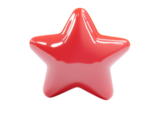 Shiny red star isolated on transparent background