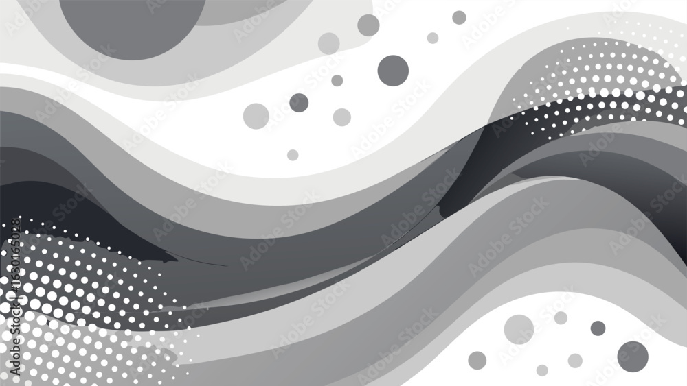 Poster black and white photograph displaying a collection of white forms, creating a striking visual contra