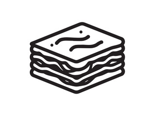 Fresh baked lasagna slice in clean vector style