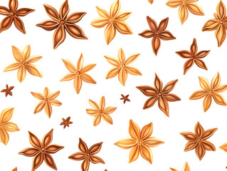 Star anise spice pattern isolated on transparent background