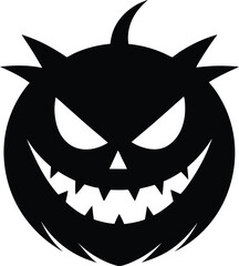 Scary halloween pumpkin monster silhouette isolated on white background