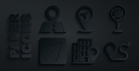 Set Location with house, Stop sign, Infographic of city map navigation, Route location, and icon. Vector