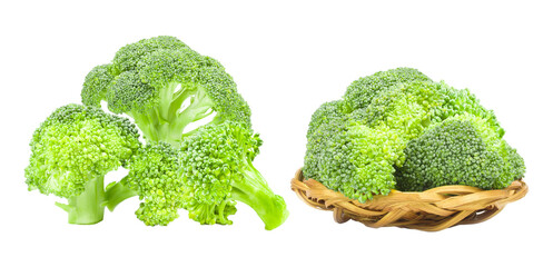 fresh broccoli florets isolated on transparent background