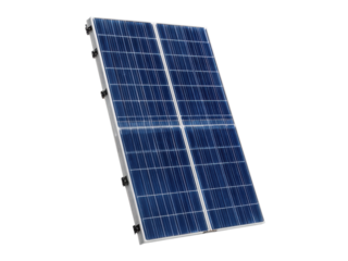 Blue solar panel with silver frame and dark background grid, Isolated, Png Transparent Background