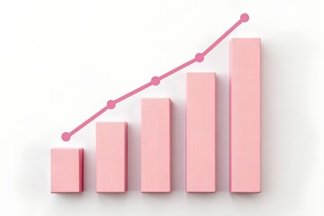 Pink Bar and Line Graph – Data Visualization of Growth and Progress in Minimalist Style