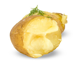 baked potato with dill on transparent background
