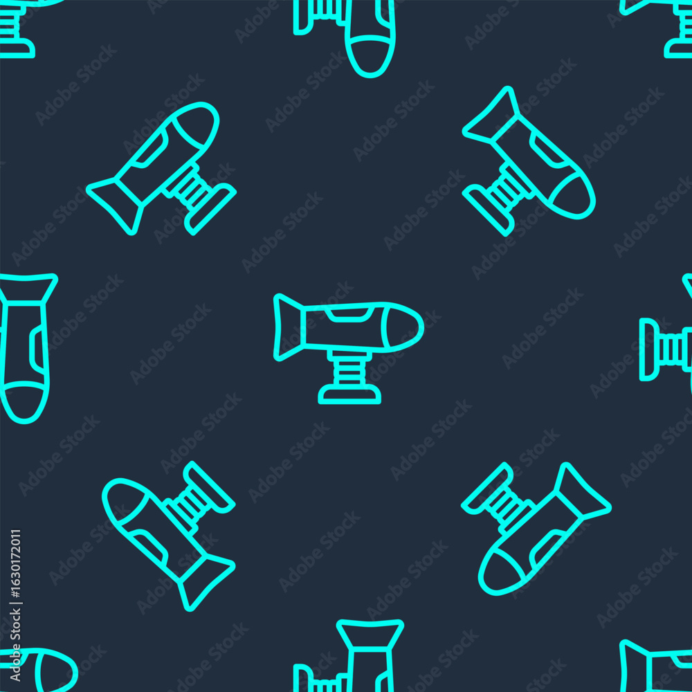 Poster green line swing plane on the playground icon isolated seamless pattern on blue background. children