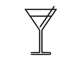 Minimal martini cocktail glass in outlined vector format