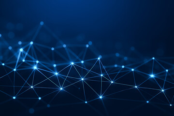 Abstract blue network background with glowing connections and nodes