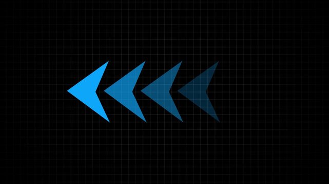 left pointing solid arrow icon. left direction arrow. arrow forward, left -directional arrow loop animation. Animated arrows for the overlay video layer. Swipe left animation.4k, video,
