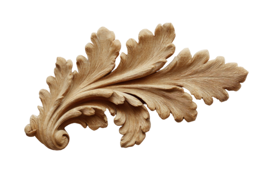 Ornate carved wooden leaf design