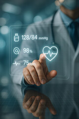 Doctor Touching Digital Health Monitor Interface
